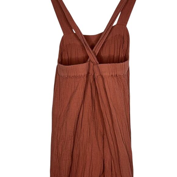 Madewell Lightestspun Tie Strap Waffle Overalls Orange Jumpsuit Size Small - Picture 8 of 10